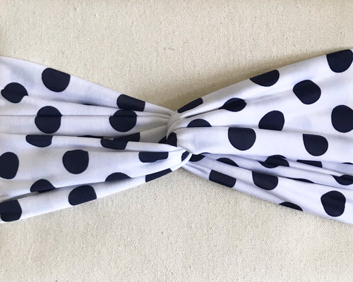Navy Polka Dot Turban